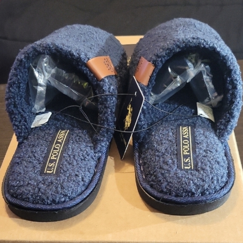 U.S. Polo Assn. Sherpa Slip-On Slippers "Navy Blue" M11/12/W12.5/13.5 NWT - Picture 5 of 6